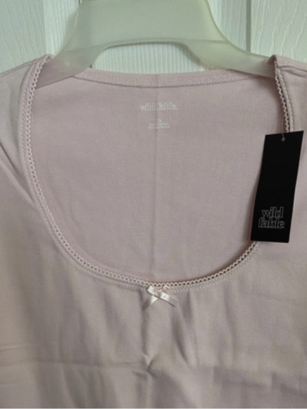 wild fable Light Pink Scoop Neck Camisole with Bow Trim
